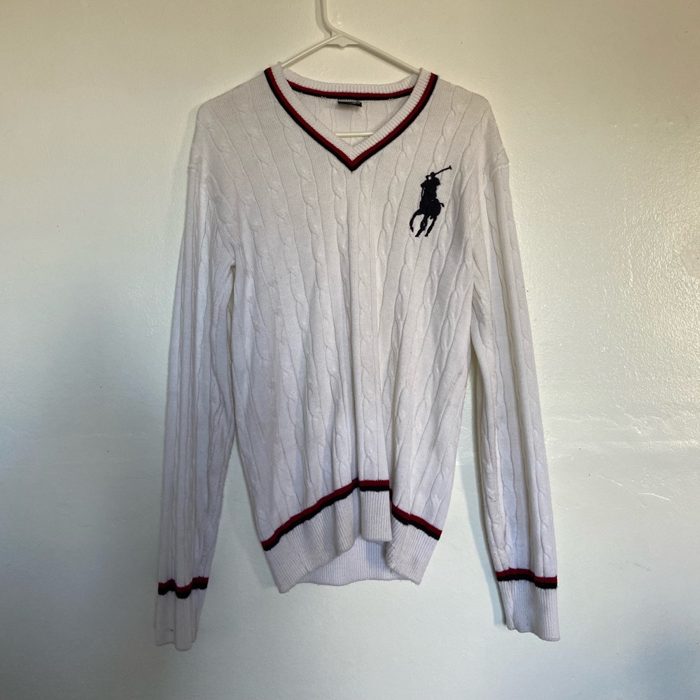 Polo Ralph Lauren Vintage White V-Neck Sweater